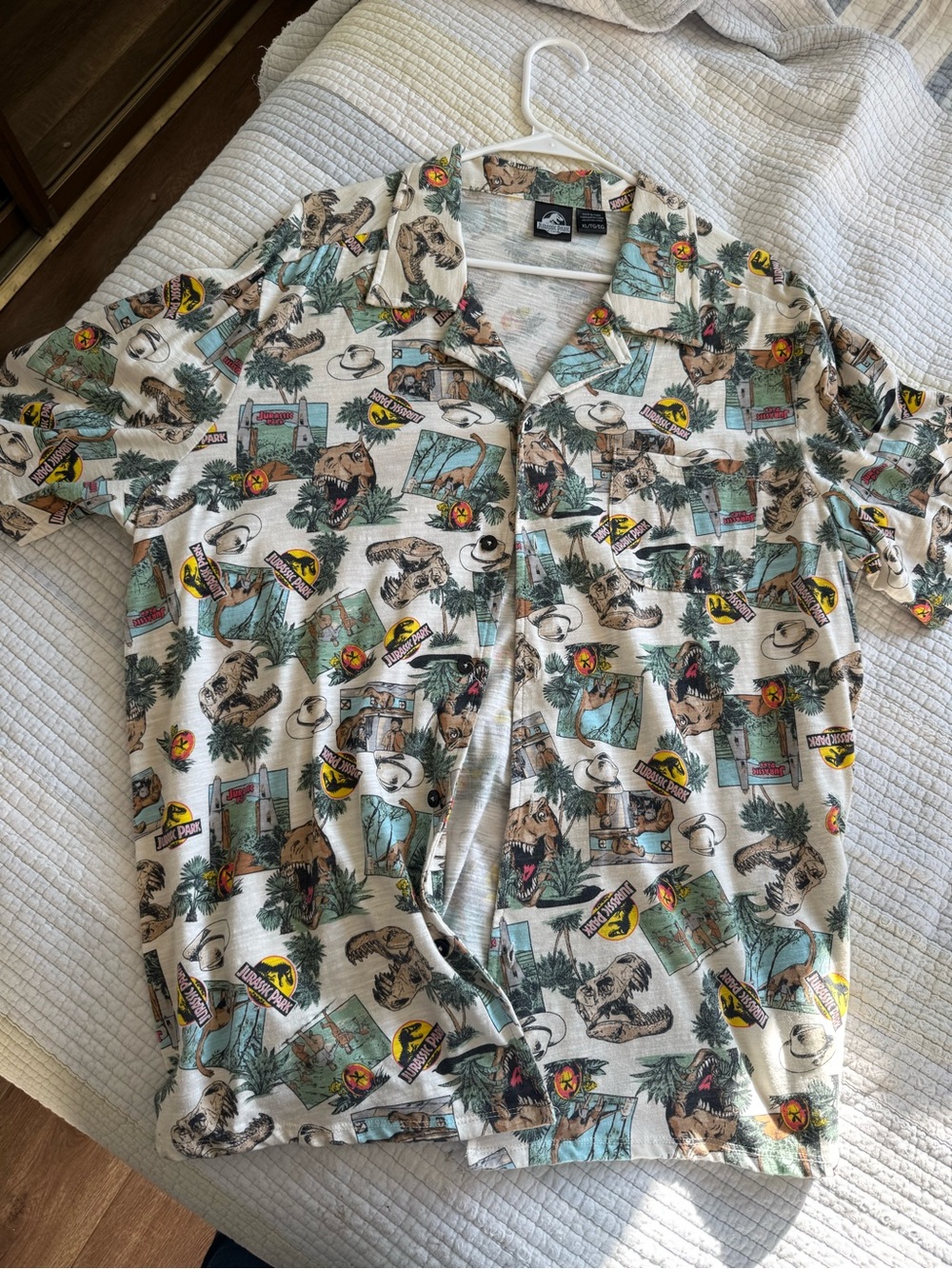 Jurassic Park Beige Graphic Hawaiian Shirt